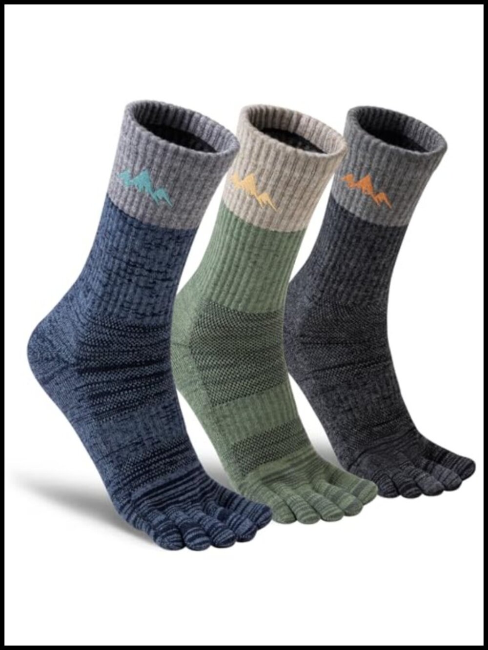 Merino Wool Toe Socks Five Finger Crew Hiking Running Men Women